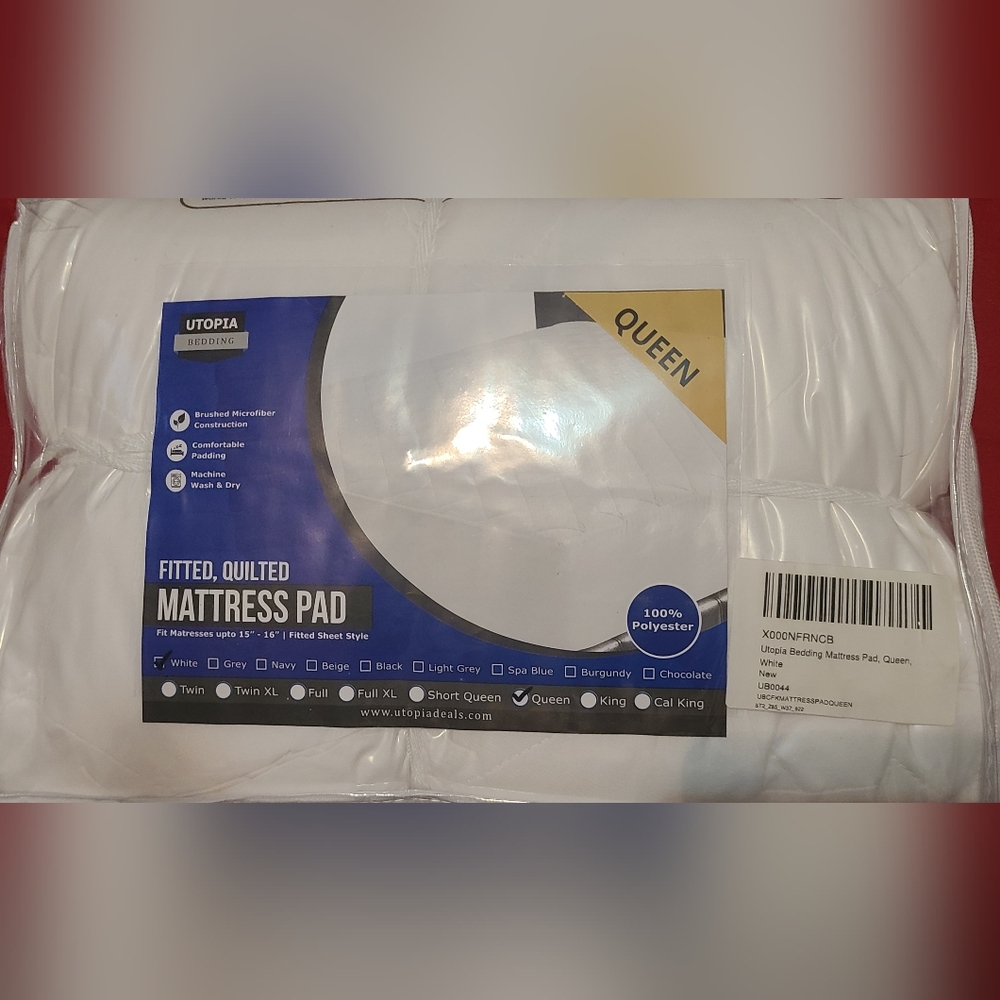 Utopia Bedding Quilted Mattress Pad - White